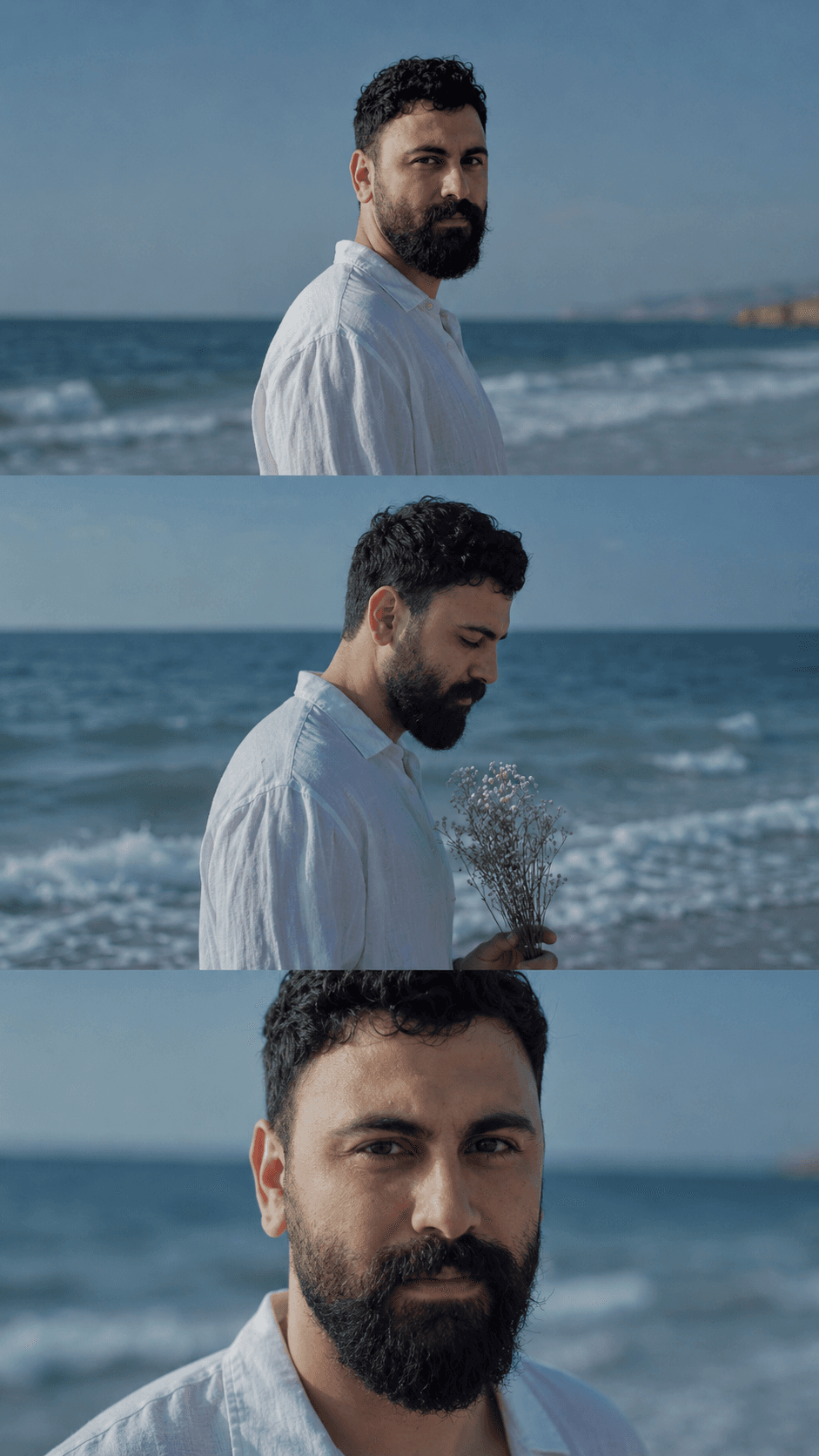 پرتره اینستاگرام سه لایه در دریا سوژه مرد