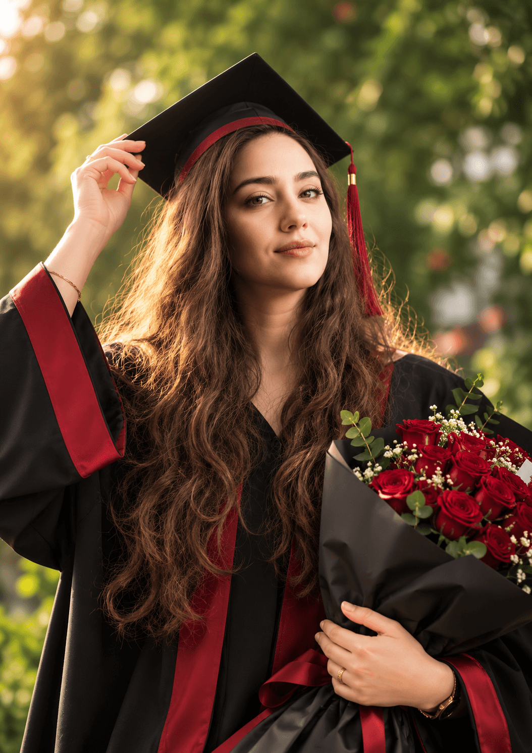 عکس فارغ التحصیلی با دسته گل